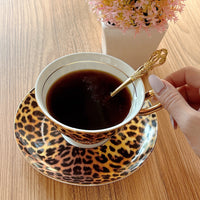 【SYPottery】Leopard Print Bone China Coffee Mug