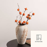 【SYPottery】 Retro New Chinese Pottery Pot Wabi Sabi Wind Premium Sense Flower Arrangement Vase