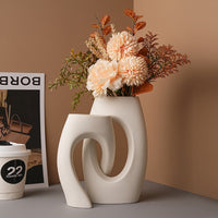 【SYPottery】Plain embryo special-shaped vase white home living room creative flower device